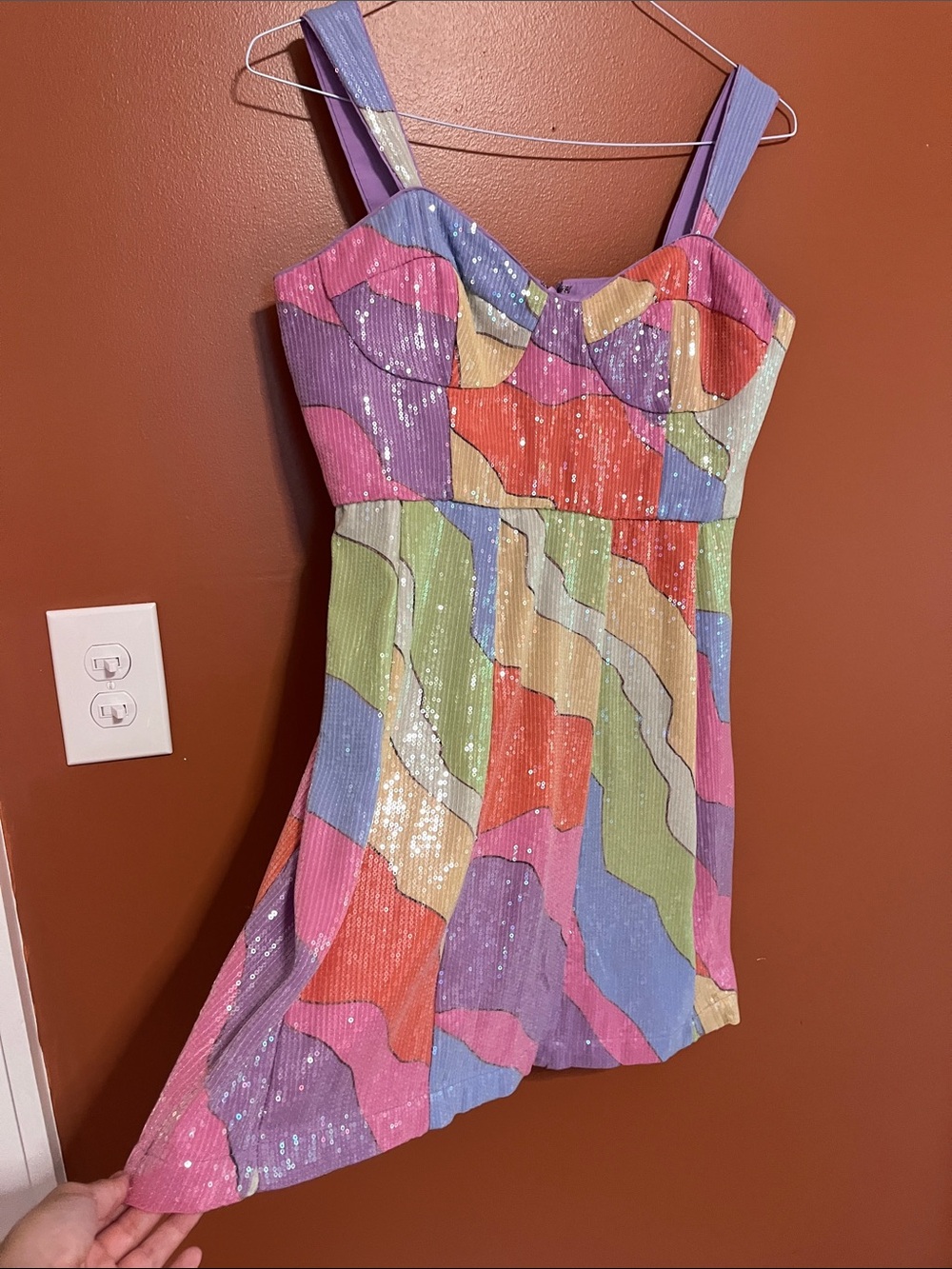 Hutch Rainbow Sequin Bustier Mini Dress Size 8 - Picture 3 of 5